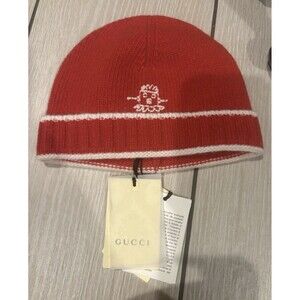 Gucci Baby/Toddler Beanie Red Knit Hat L 50 16cm WB Collab NWT COA